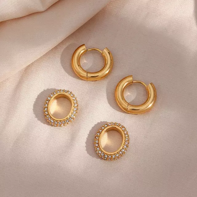 18KT Gold Plated Maria CZ Hoop Earrings - Atulya Jewellers