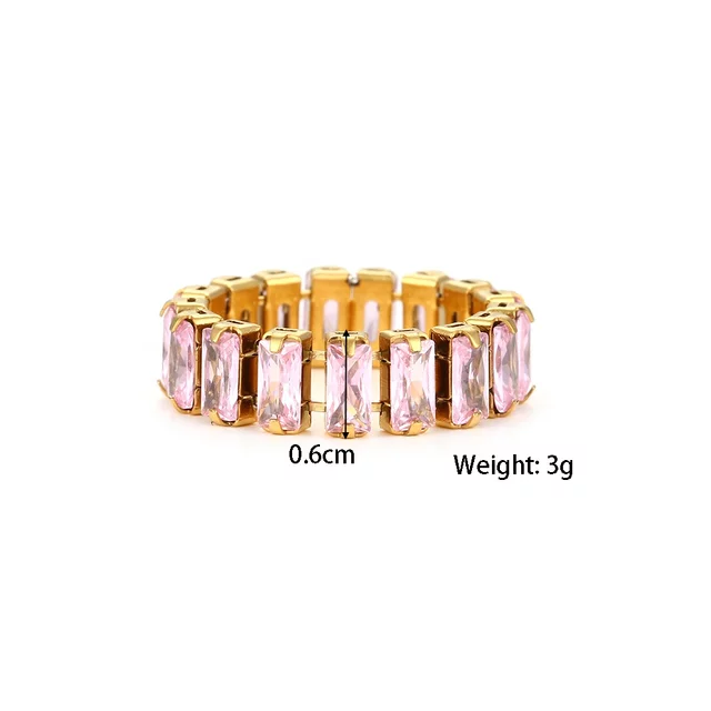 18KT Gold Plated Amy CZ Ring Pink - Atulya Jewellers