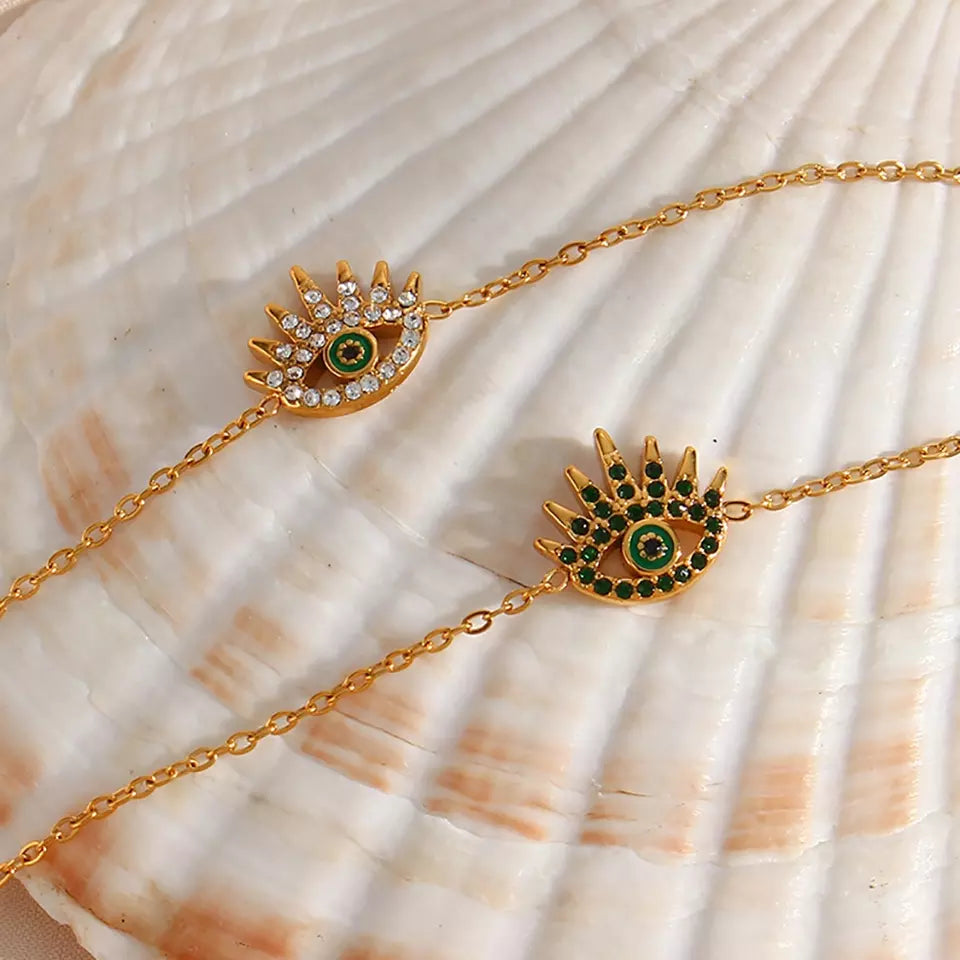 18KT Gold Plated Evil Eye CZ Bracelet - Atulya Jewellers