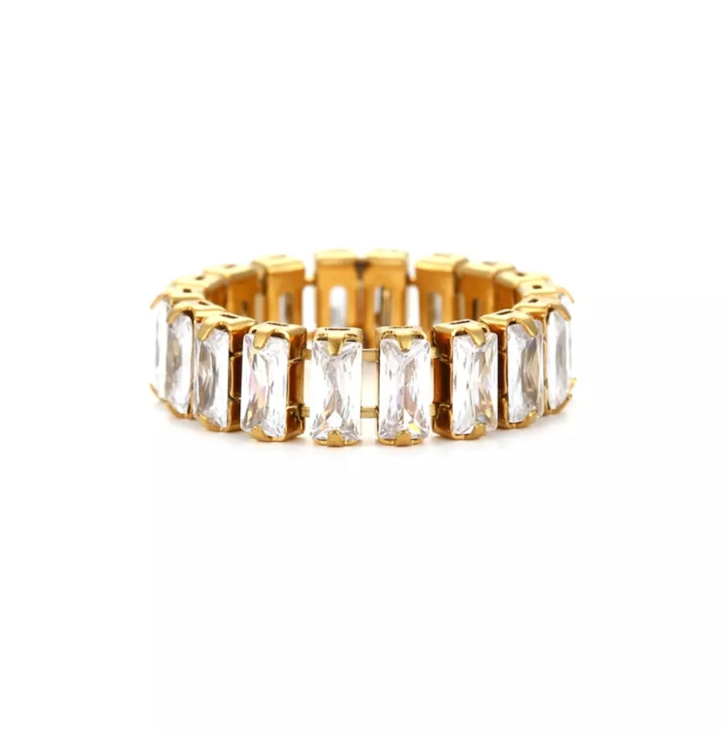 18KT Gold Plated Amy CZ Ring White - Atulya Jewellers