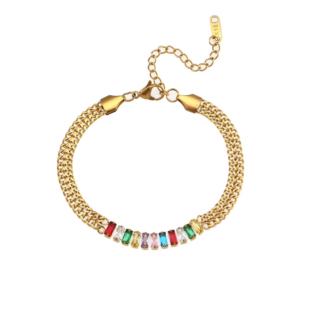 18KT Gold Plated Sheen CZ Bracelet Multicolour - Atulya Jewellers