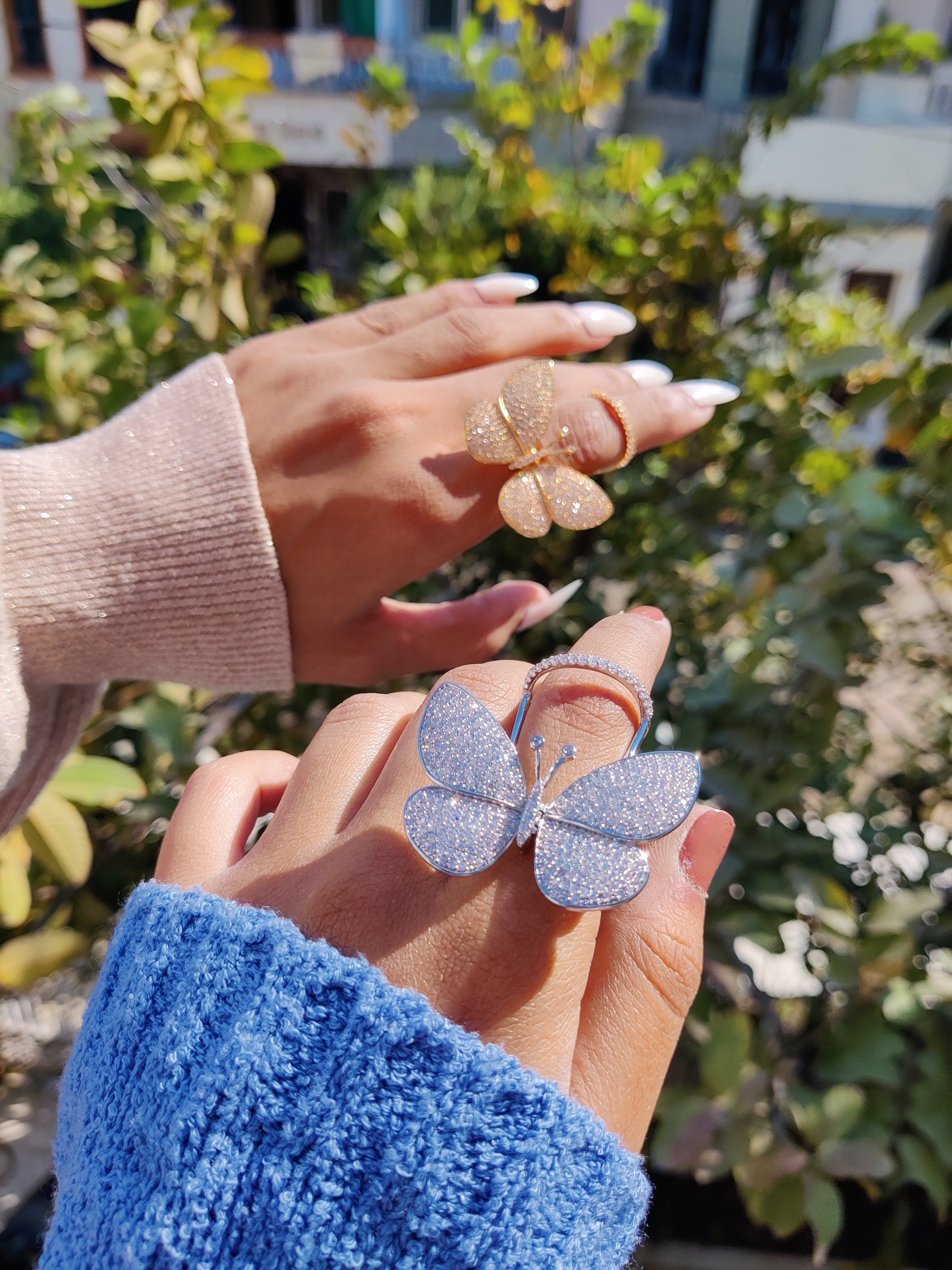 Flying Butterfly Diamond Ring - 18KT Gold Plated (Re-Sizable) - Atulya Jewellers