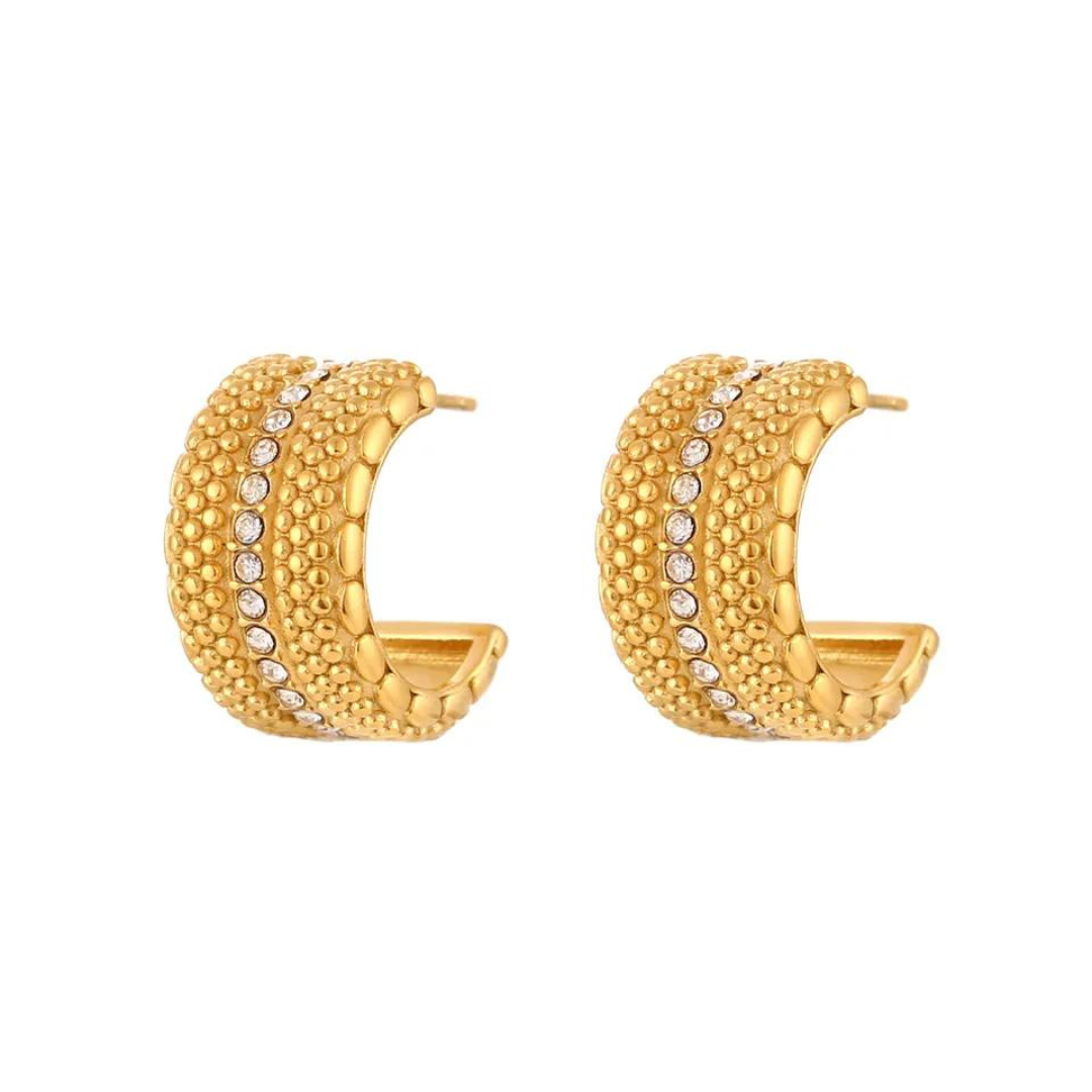 18KT Gold Plated Melissa Hoop Earrings White - Atulya Jewellers