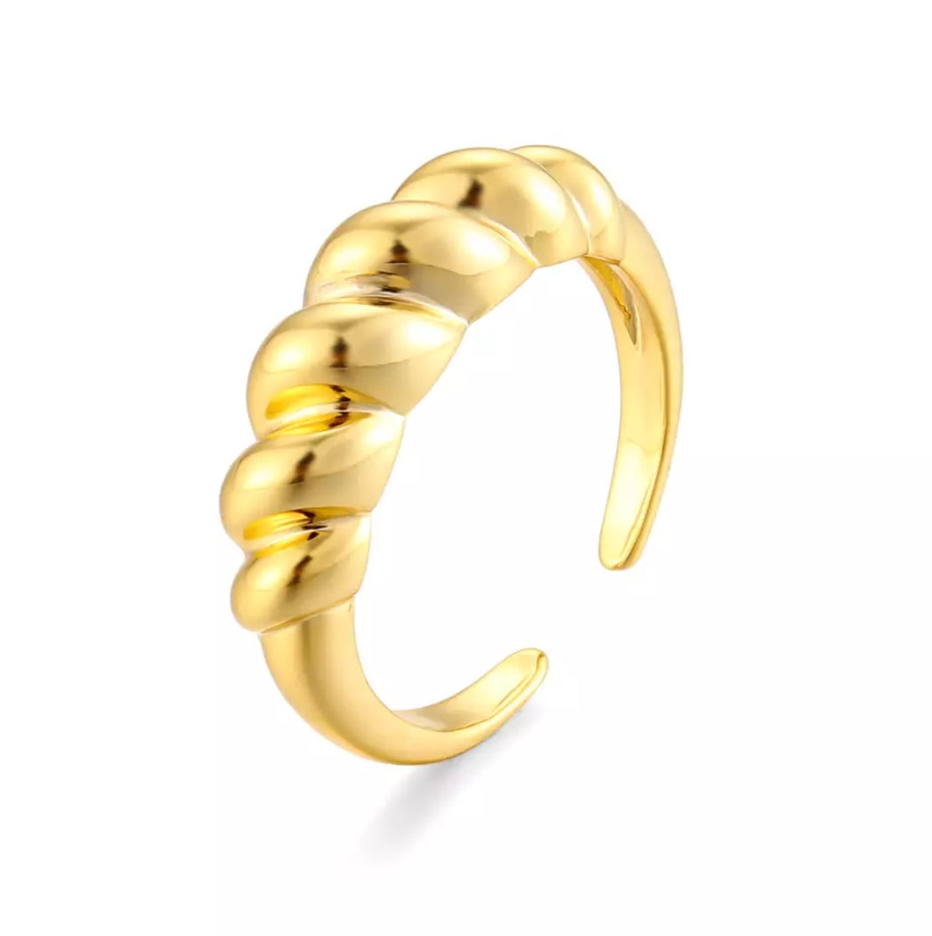 18KT Gold Plated Croissant Ring (Re-sizable) Small croissant - Atulya Jewellers