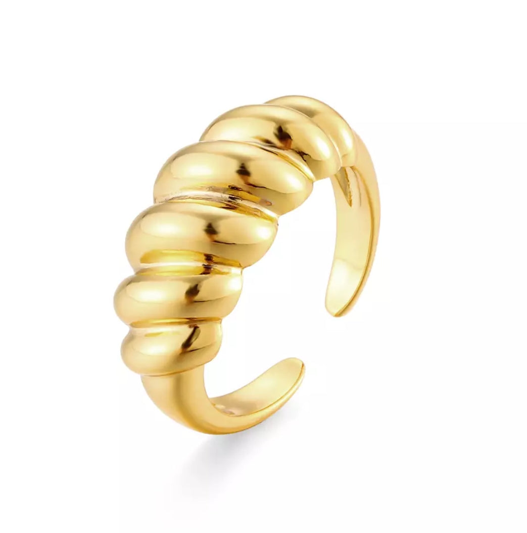 18KT Gold Plated Croissant Ring (Re-sizable) Large croissant - Atulya Jewellers