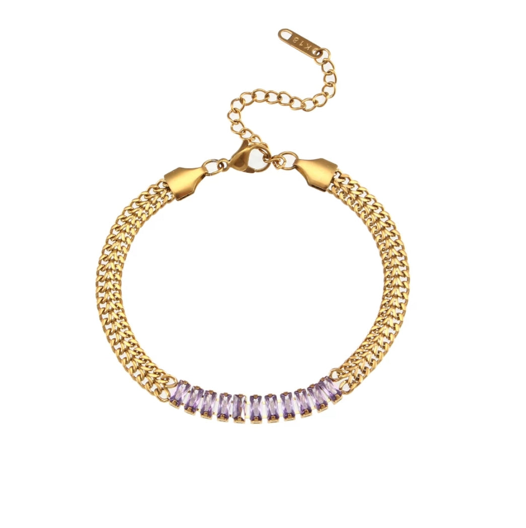 18KT Gold Plated Sheen CZ Bracelet Purple - Atulya Jewellers