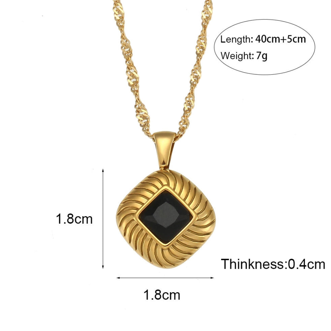 18KT Gold Plated Lozenge CZ Necklace - Atulya Jewellers