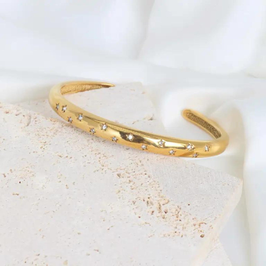 18KT Gold Plated Starburst Cuff Bracelet - Atulya Jewellers