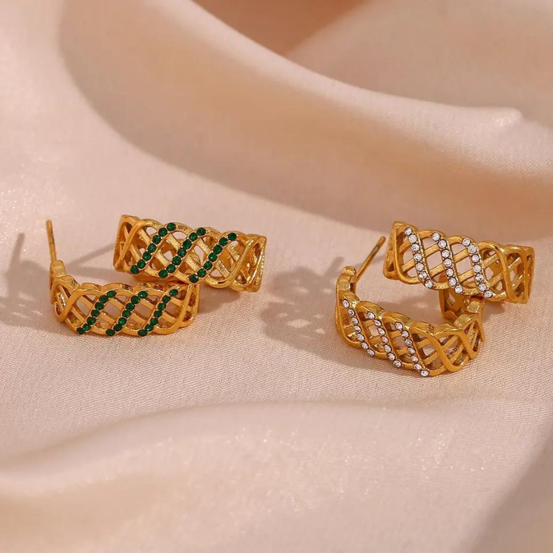18KT Gold Plated Stella CZ Earrings - Atulya Jewellers