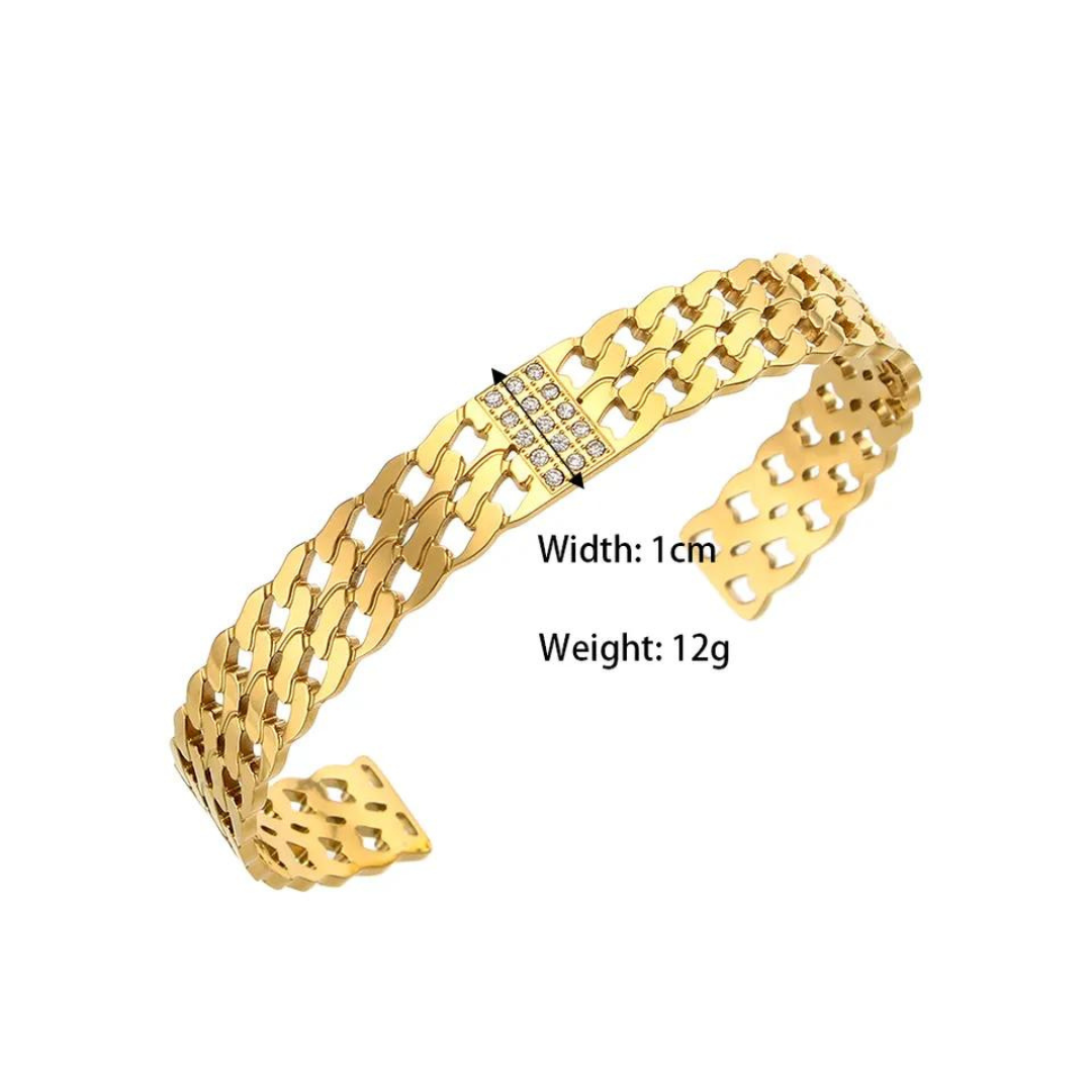 18KT Gold Plated Lucy Cuff CZ Bracelet - Atulya Jewellers