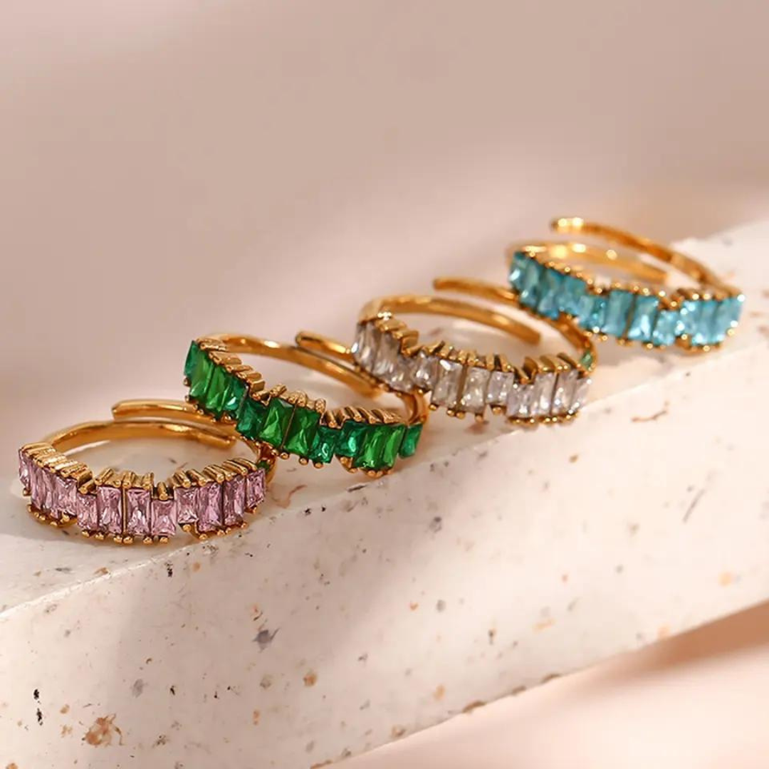 18KT Gold Plated Nia CZ Ring (Re-Sizeable) - Atulya Jewellers