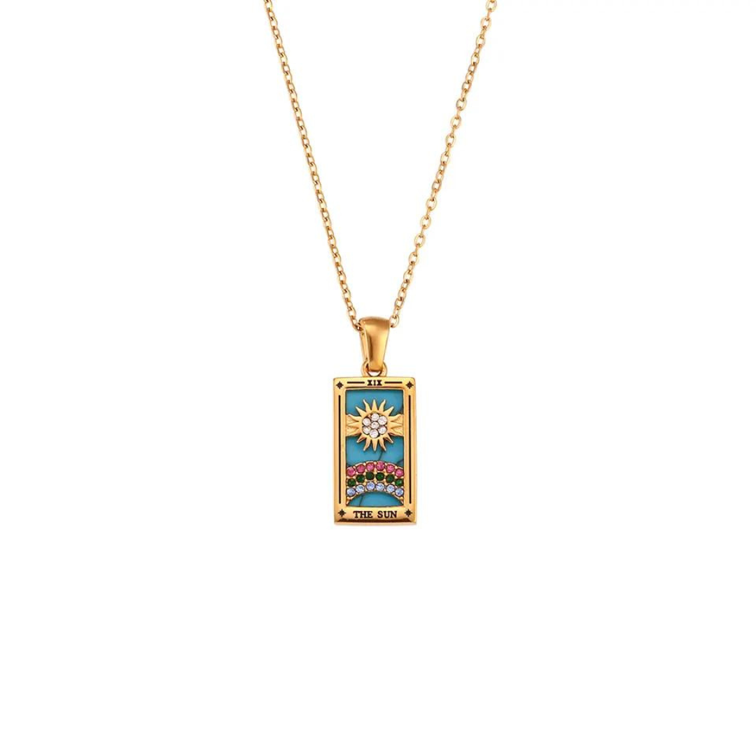 18KT Gold Plated Celestial CZ Necklace The Sun - Atulya Jewellers