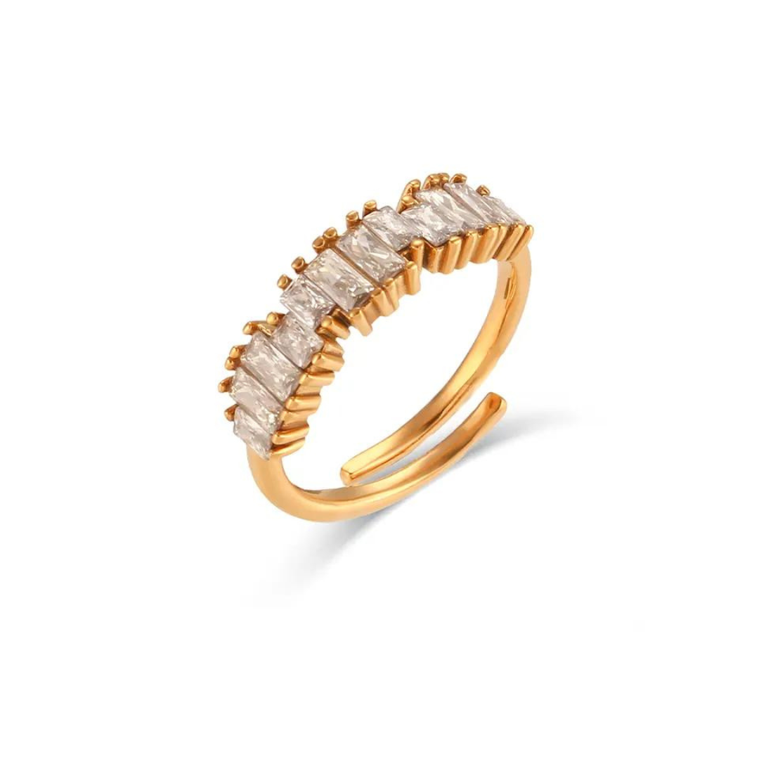 18KT Gold Plated Nia CZ Ring (Re-Sizeable) - Atulya Jewellers