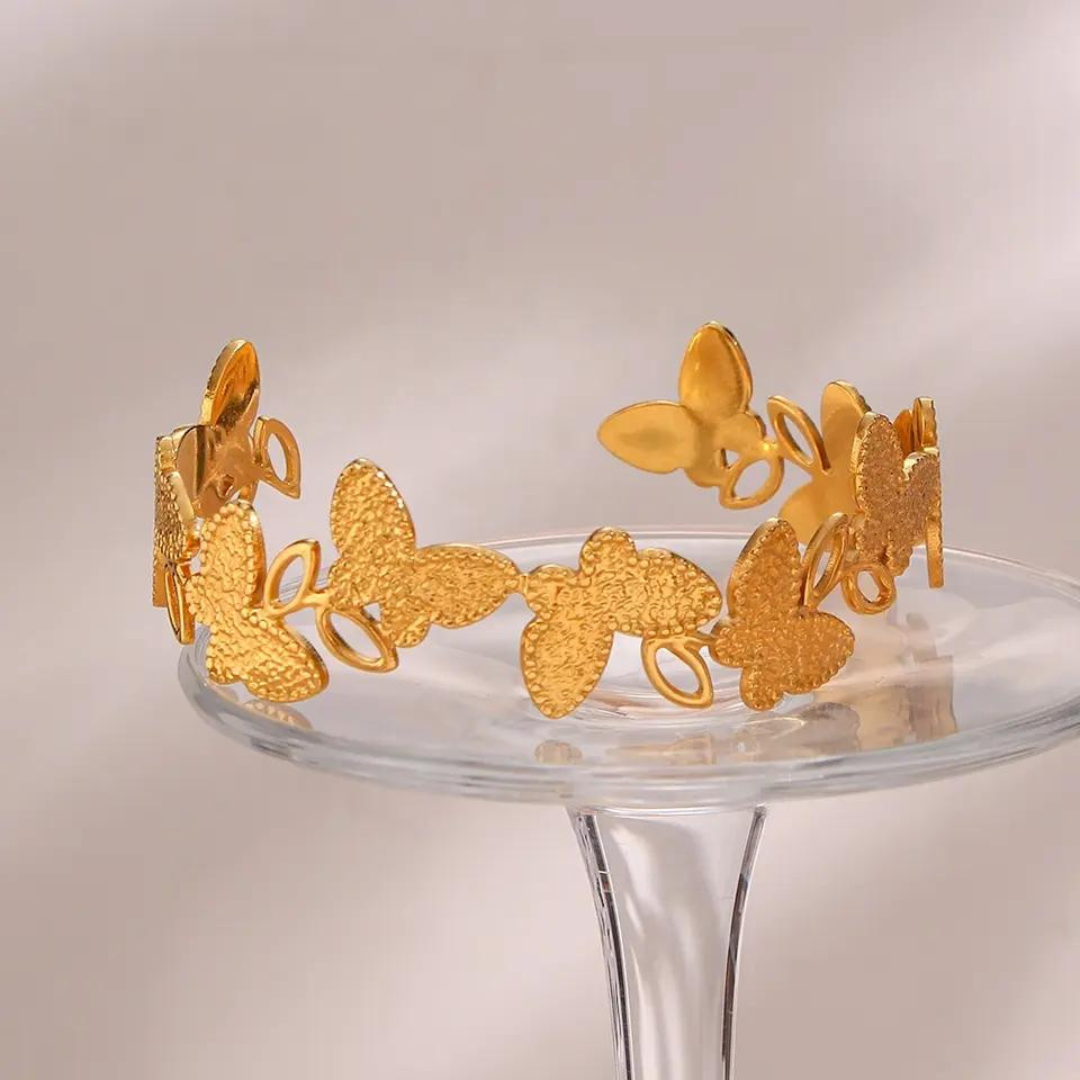18KT Gold Plated Butterfly Cuff Bracelet - Atulya Jewellers