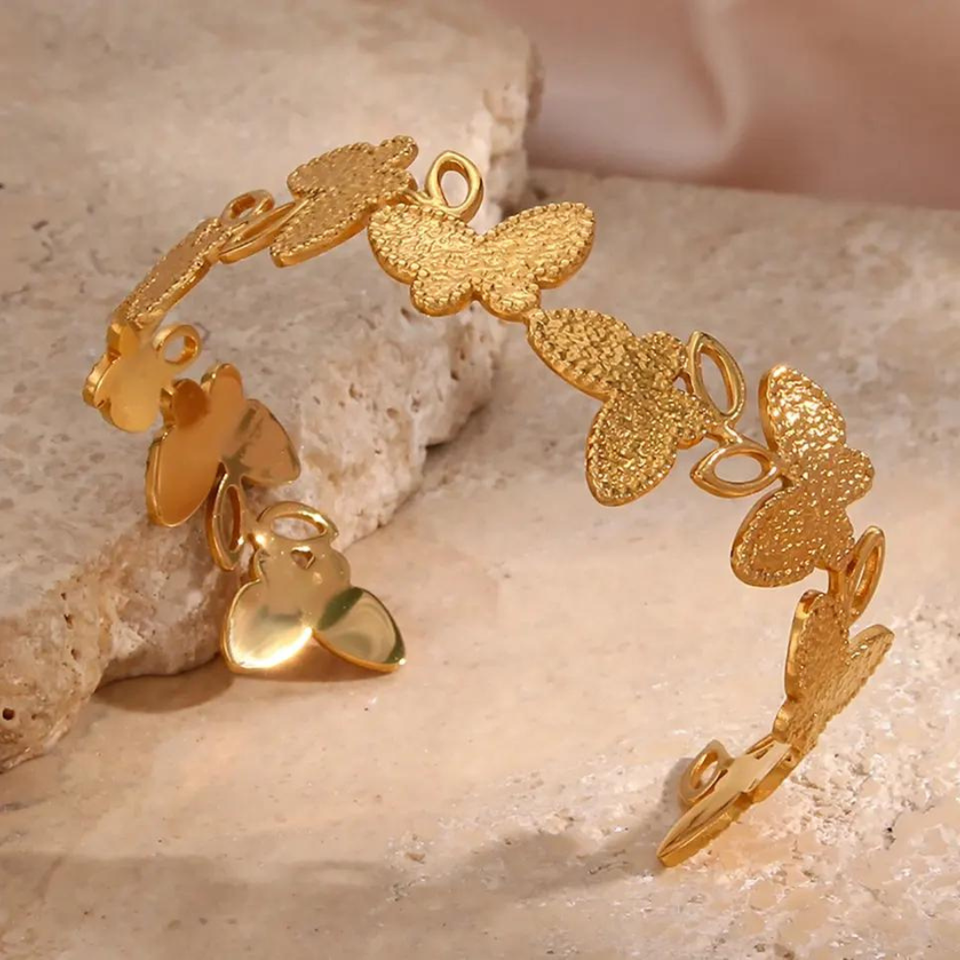 18KT Gold Plated Butterfly Cuff Bracelet - Atulya Jewellers