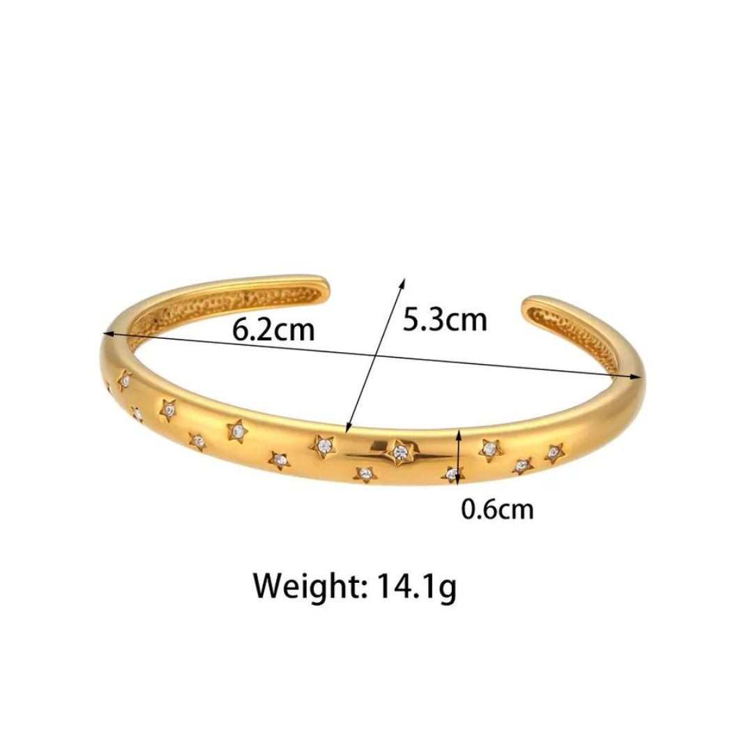 18KT Gold Plated Starburst Cuff Bracelet - Atulya Jewellers