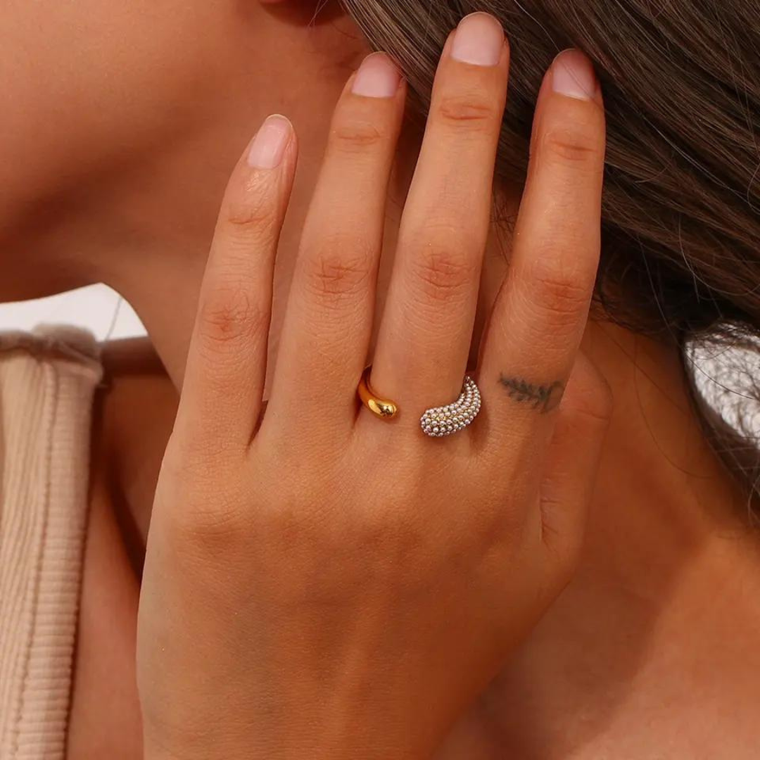 18KT Gold Plated Kiya Pearl Ring (Re-sizeable) - Atulya Jewellers