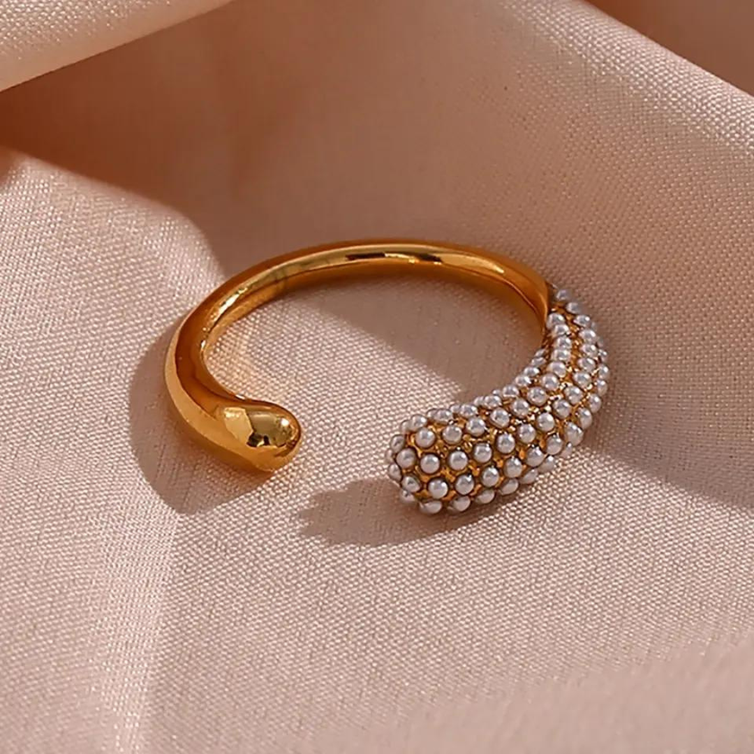 18KT Gold Plated Kiya Pearl Ring (Re-sizeable) - Atulya Jewellers