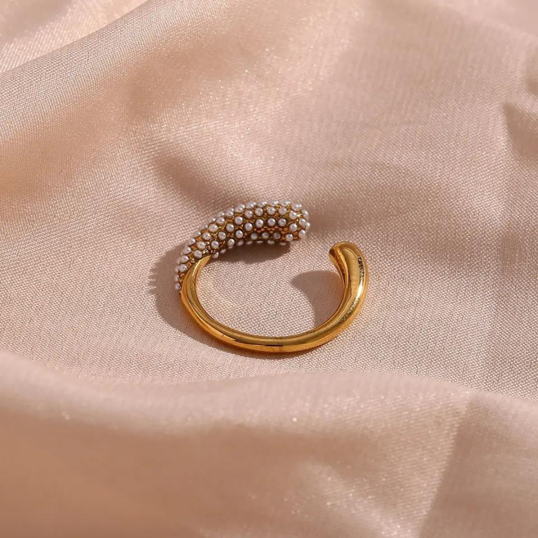 18KT Gold Plated Kiya Pearl Ring (Re-sizeable) - Atulya Jewellers