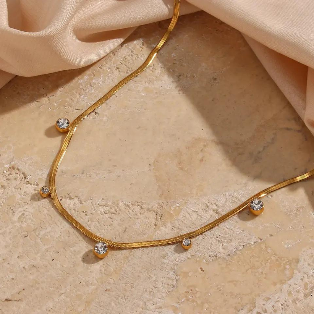 18KT Gold Plated Hazel CZ Necklace - Atulya Jewellers