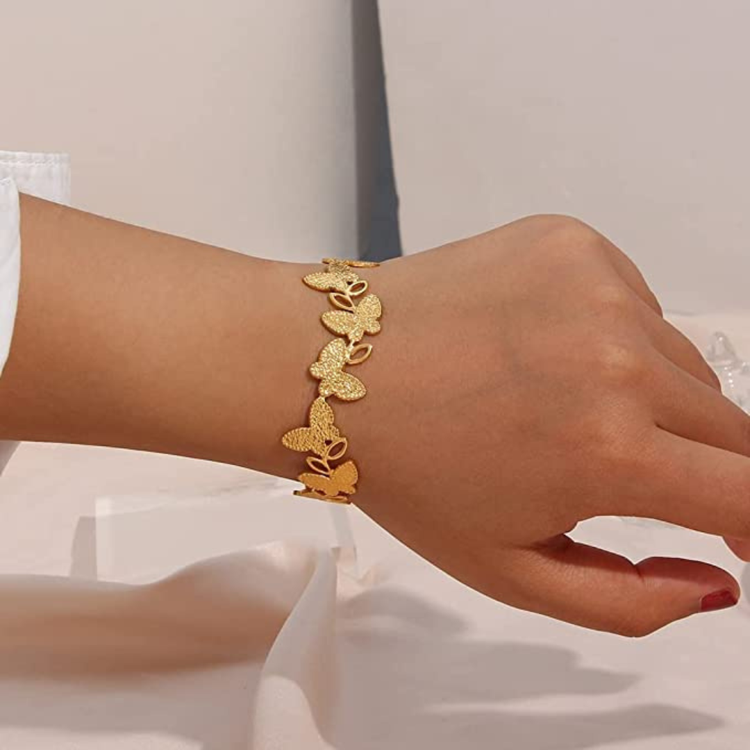 18KT Gold Plated Butterfly Cuff Bracelet - Atulya Jewellers