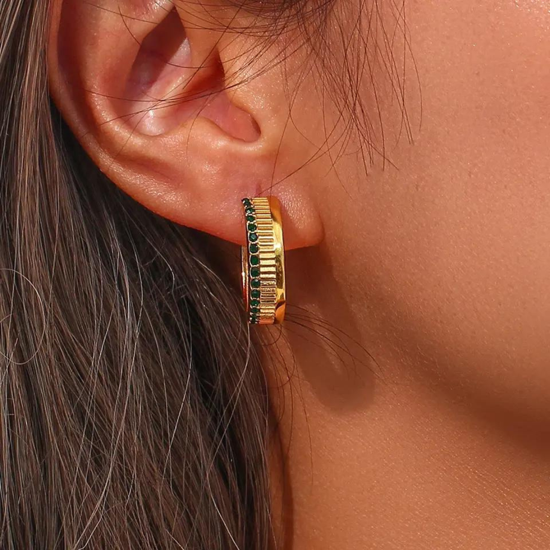 18KT Gold Plated Elsa CZ Earrings - Atulya Jewellers