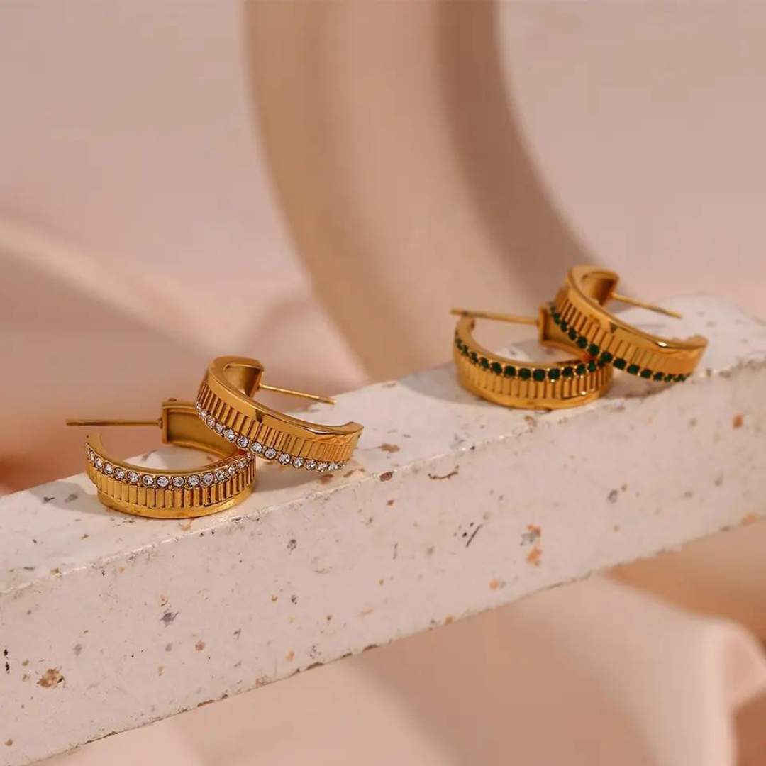 18KT Gold Plated Elsa CZ Earrings - Atulya Jewellers