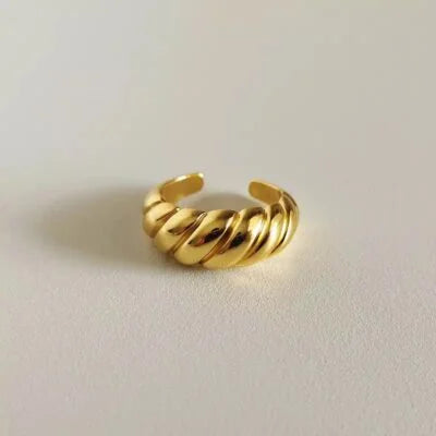 18KT Gold Plated Croissant Ring (Re-sizable) - Atulya Jewellers