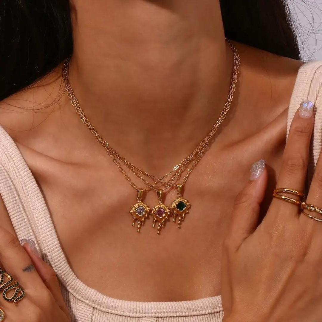 18KT Gold Plated Melting Necklace - Atulya Jewellers