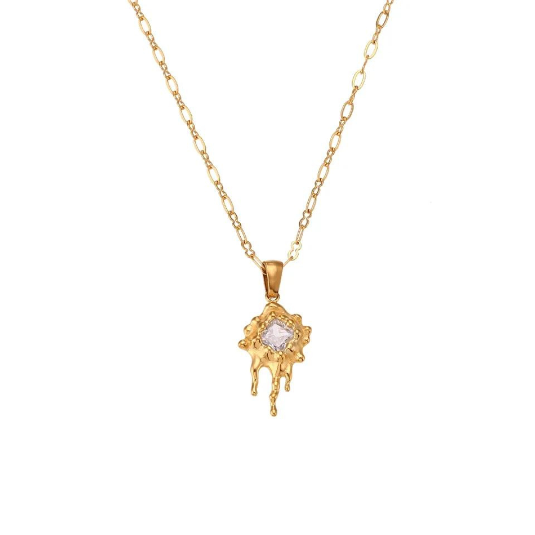 18KT Gold Plated Melting Necklace White - Atulya Jewellers