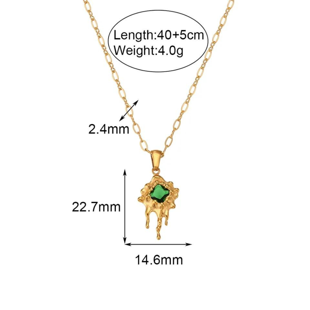 18KT Gold Plated Melting Necklace Green - Atulya Jewellers