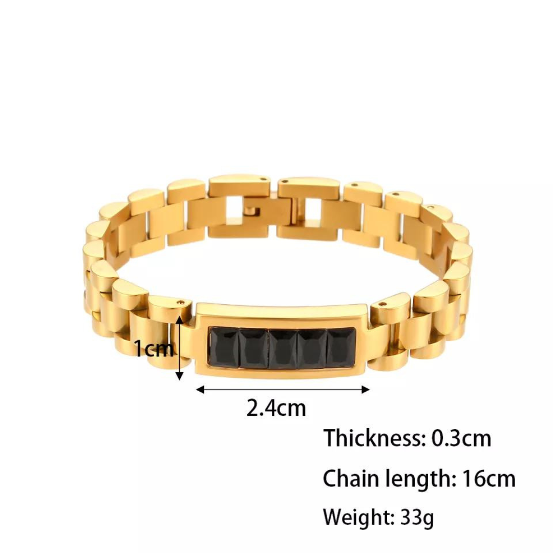 18KT Gold Plated Luna CZ Bracelet Black - Atulya Jewellers