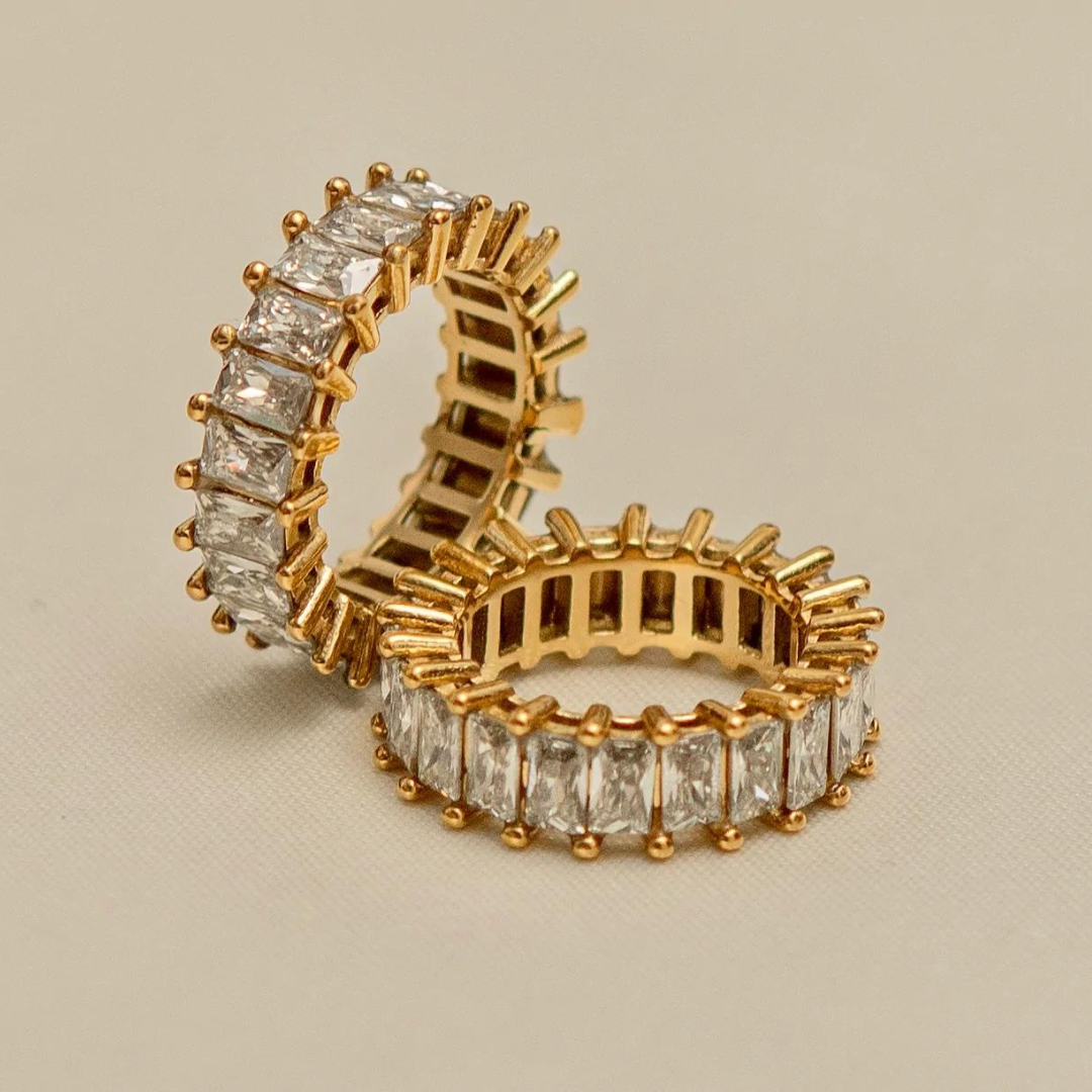 18KT Gold Plated Naira CZ Ring - Atulya Jewellers