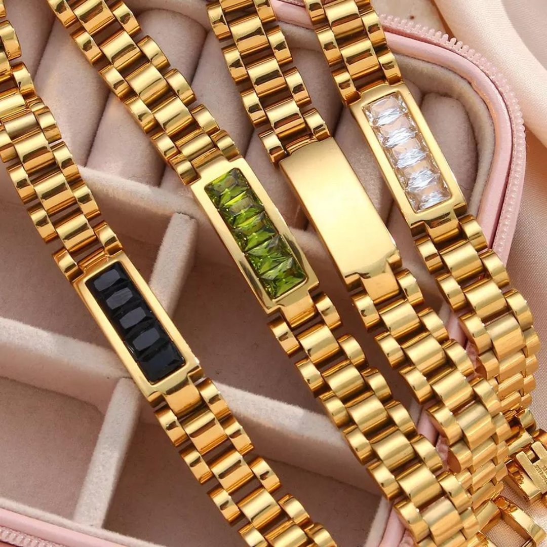 18KT Gold Plated Luna CZ Bracelet - Atulya Jewellers