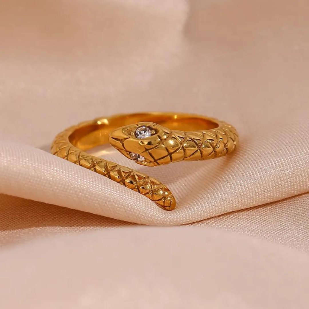 18KT Gold Plated Snake Ring (Re-Sizeable) - Atulya Jewellers
