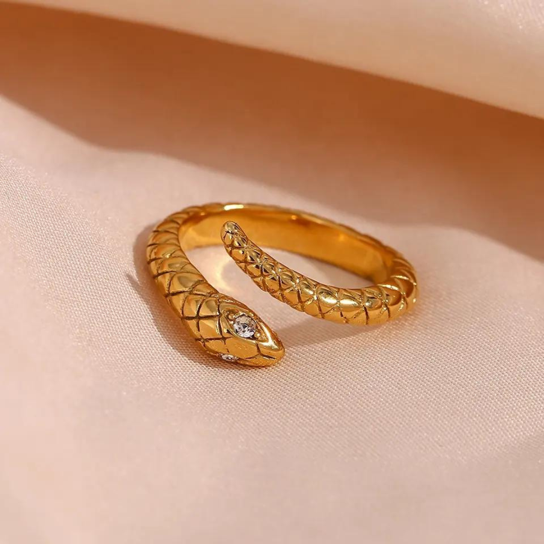 18KT Gold Plated Snake Ring (Re-Sizeable) - Atulya Jewellers