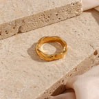 18KT Gold Plated Wave Band Ring - Atulya Jewellers