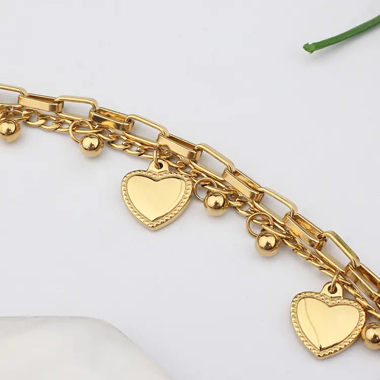 18KT Gold Plated All Over Hearts Bracelet - Atulya Jewellers
