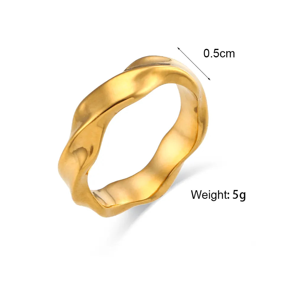 18KT Gold Plated Wave Band Ring - Atulya Jewellers