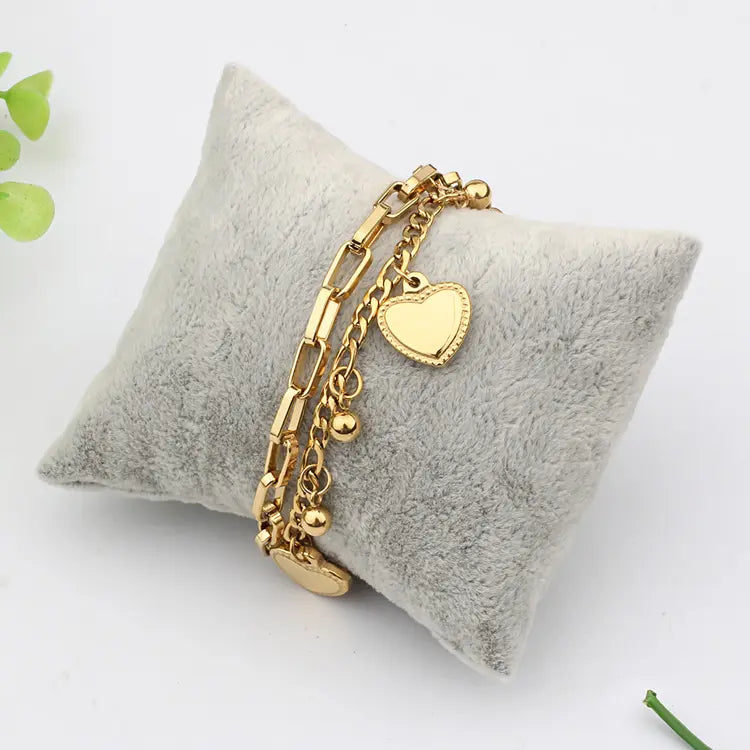 18KT Gold Plated All Over Hearts Bracelet - Atulya Jewellers