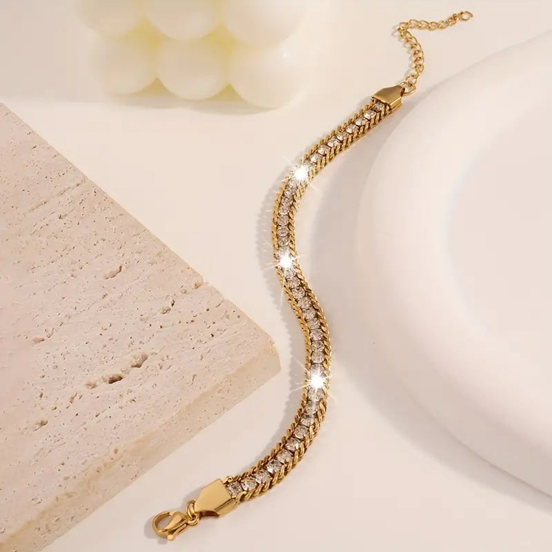 18KT Gold Plated Veera Tennis Bracelet - Atulya Jewellers