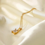 18KT Gold Plated Rectangle Rhinestone Necklace White - Atulya Jewellers