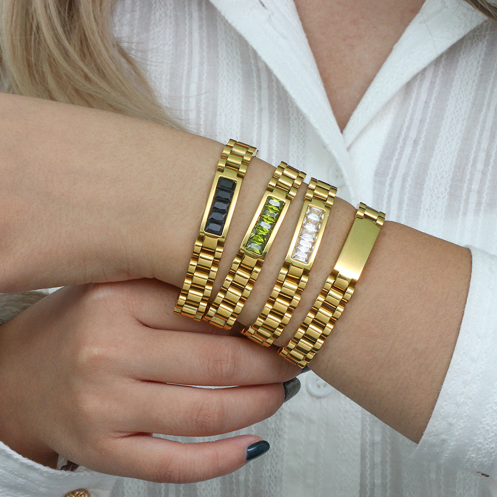 18KT Gold Plated Luna CZ Bracelet - Atulya Jewellers
