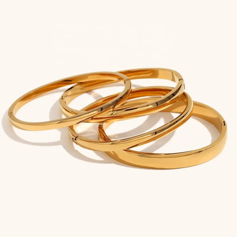 18KT Gold Plated Stackable Glossy Bangle - Atulya Jewellers
