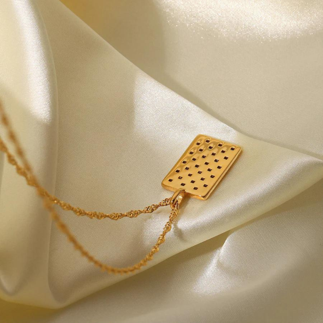18KT Gold Plated Alice Rectangle Necklace