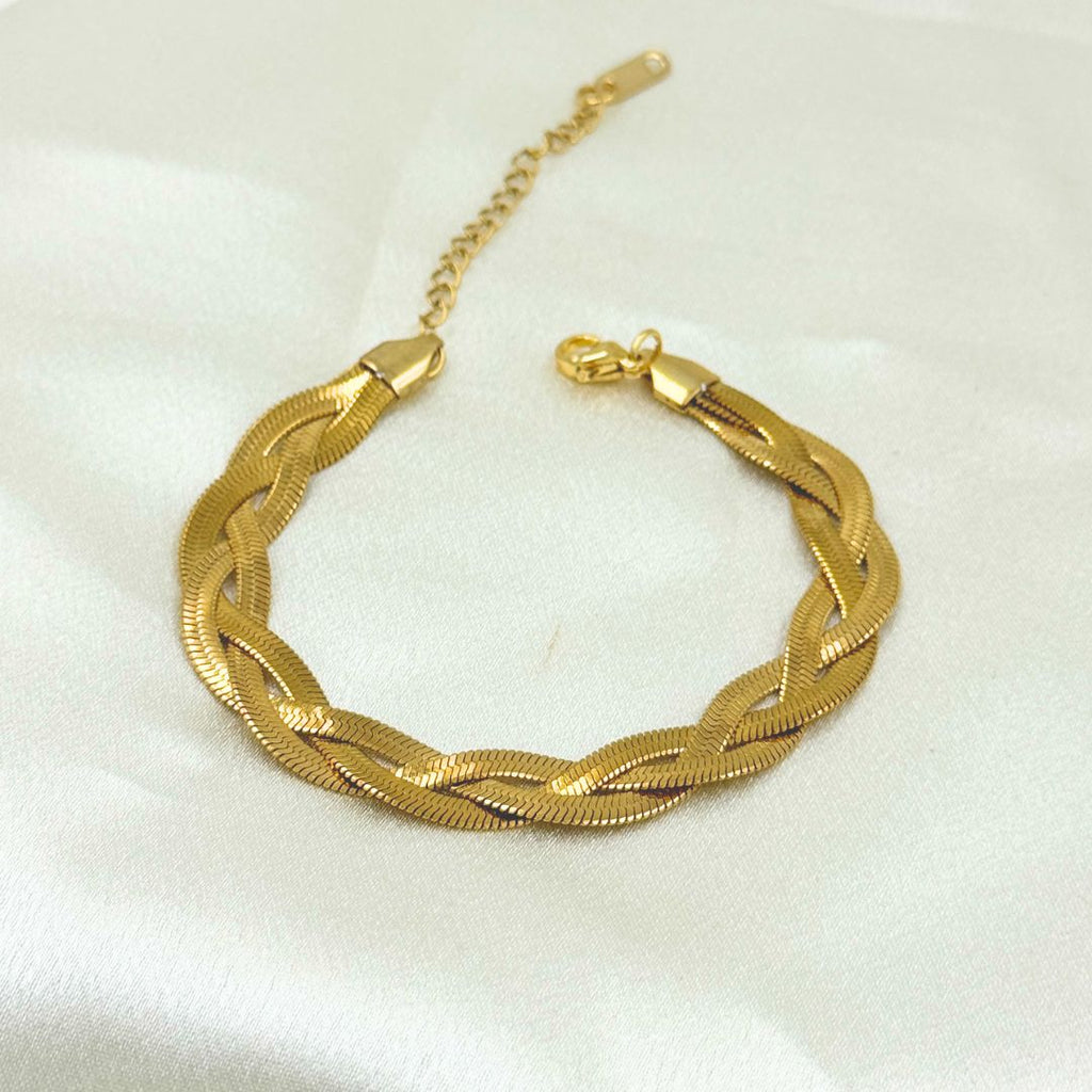 18KT Gold Plated Tri Twisted Silk Bracelet - Atulya Jewellers