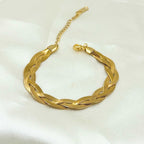 18KT Gold Plated Tri Twisted Silk Bracelet - Atulya Jewellers