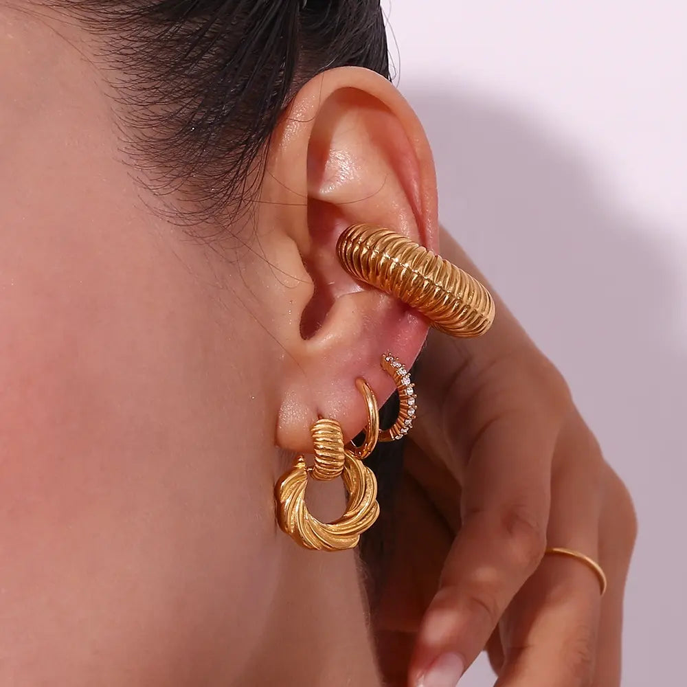 18KT Gold Plated Swirl Dangle Earrings - Atulya Jewellers