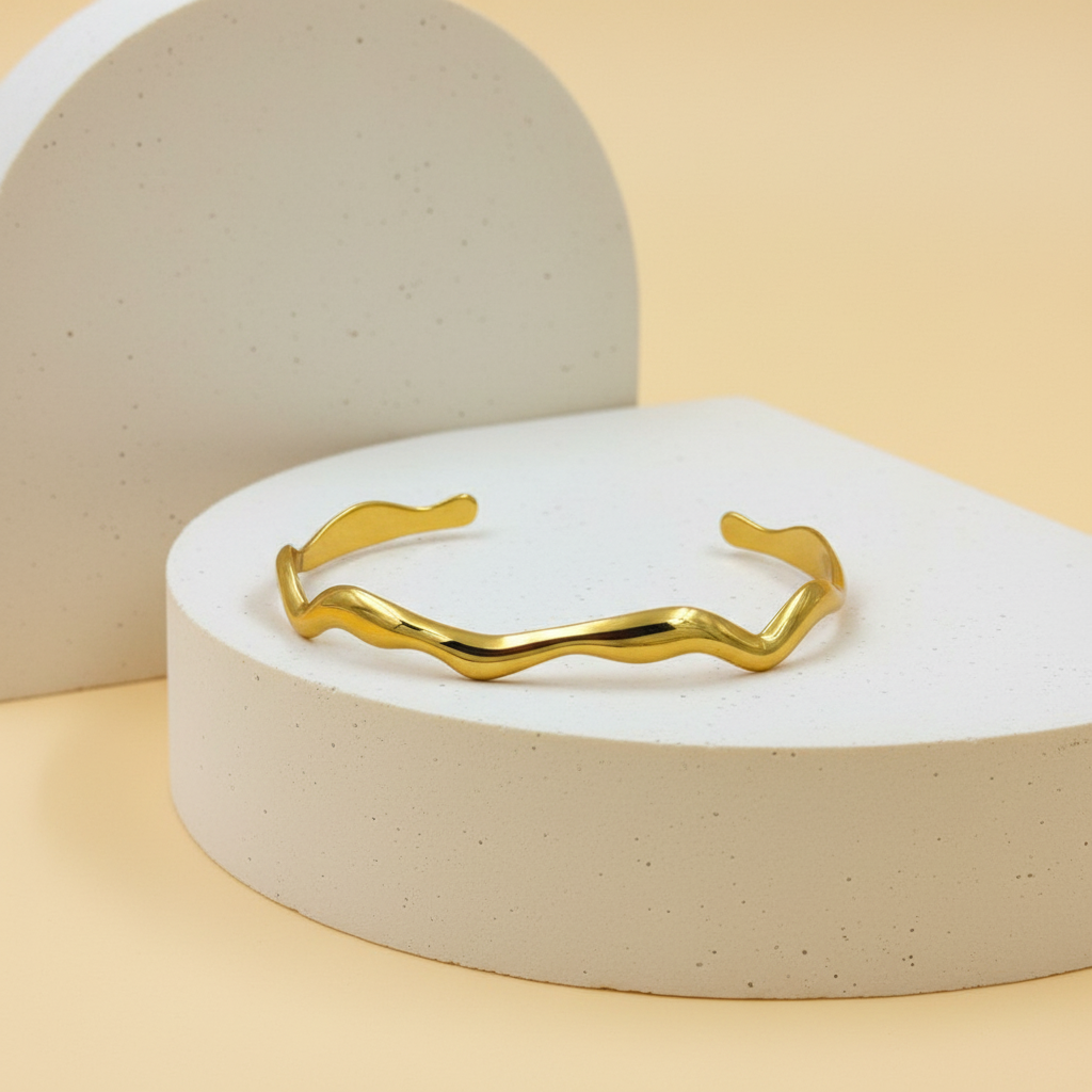 18KT Gold Plated Molora Irregular Cuff Bracelet