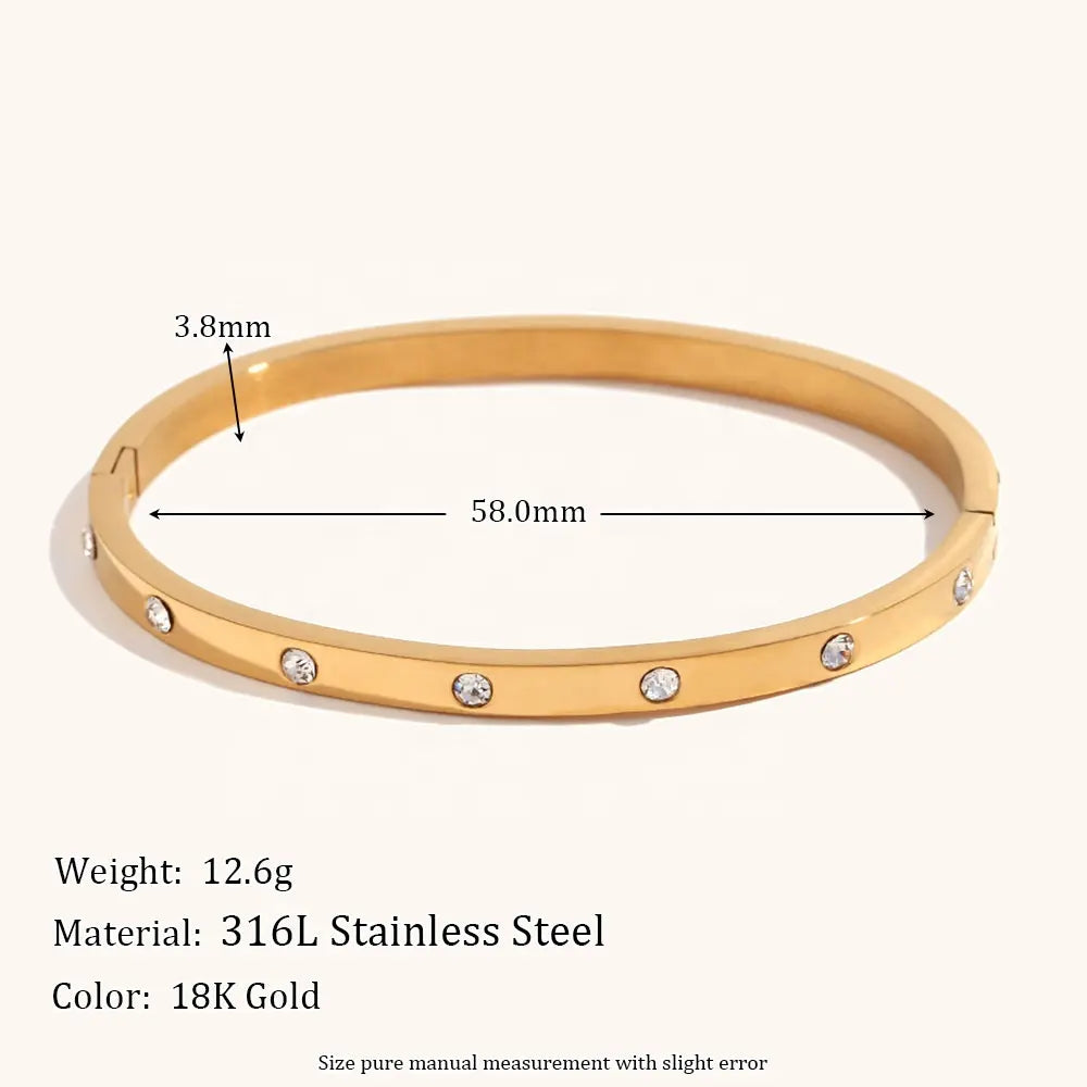 18KT Gold Plated Halo CZ Bangle - Atulya Jewellers